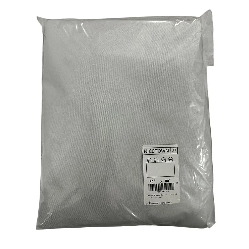 Nicetown Blackout Curtain Liners Tabs Set of 2 Panels White 50x80
